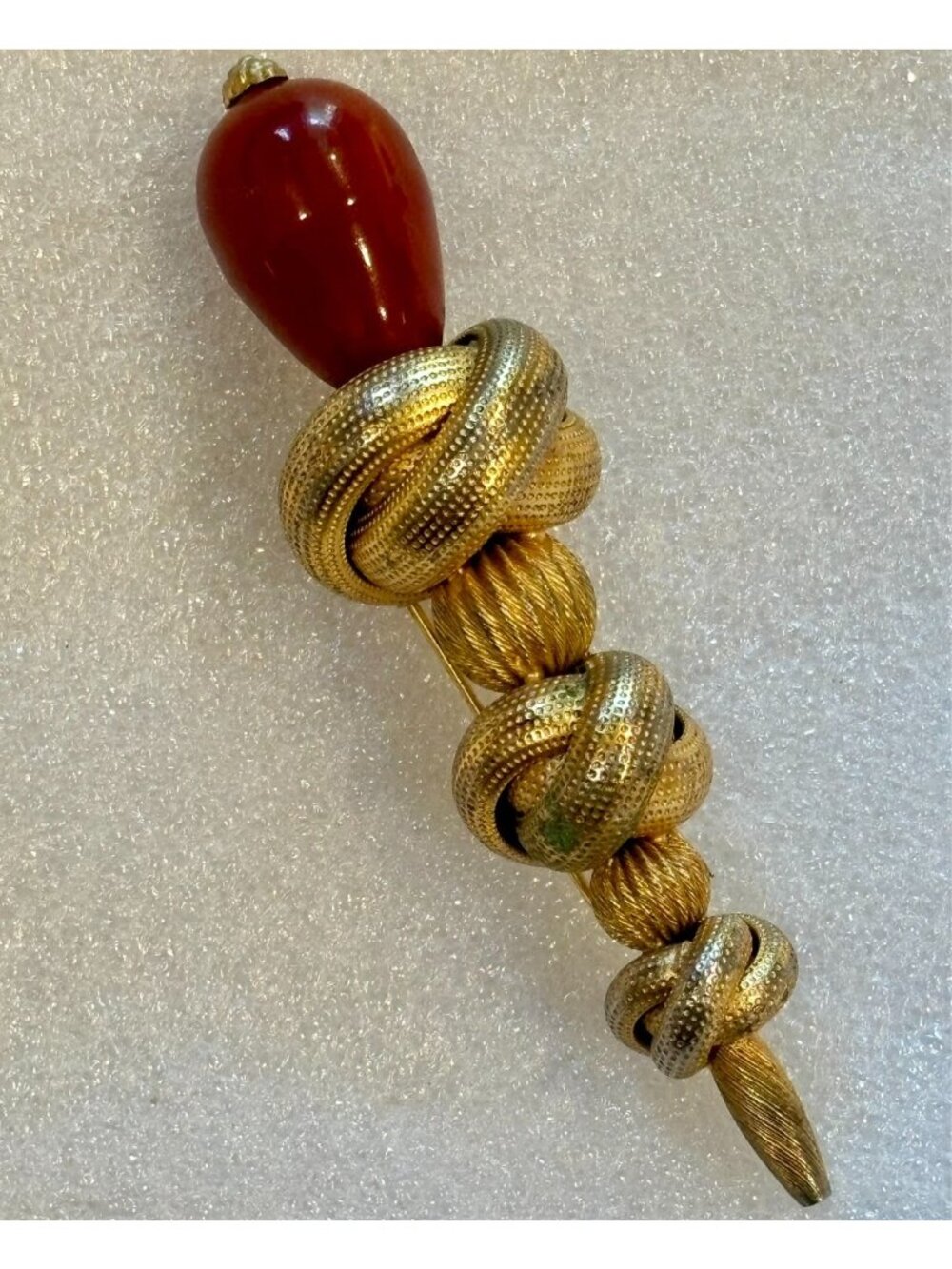 1950-60s Marvella Fur-Clip Gold Tone Faux Gemstone